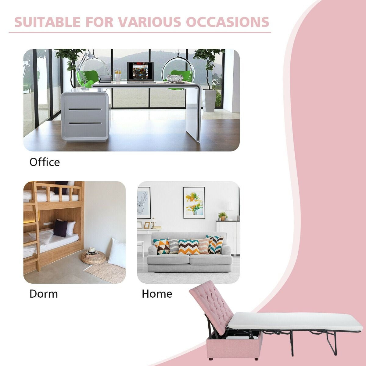 2-In-1 Convertible Sofa Bed with Mattress for Home and Office