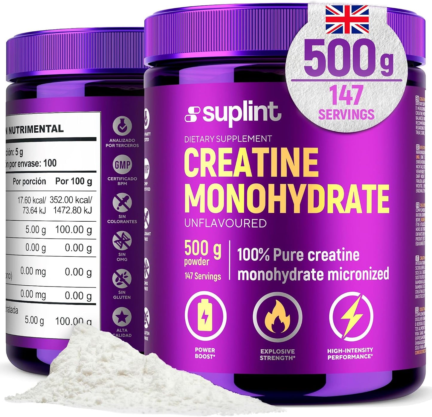 100% Pure Creatine Monohydrate Powder 500 G – 147 Servings
