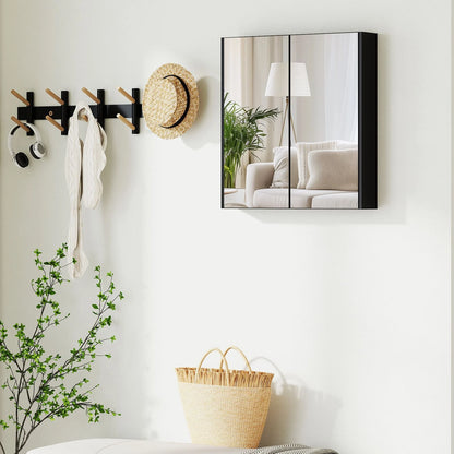Sleek Medicine Cabinet with Double Mirrored Doors - Space-Saving Storage Solution for Your Bathroom