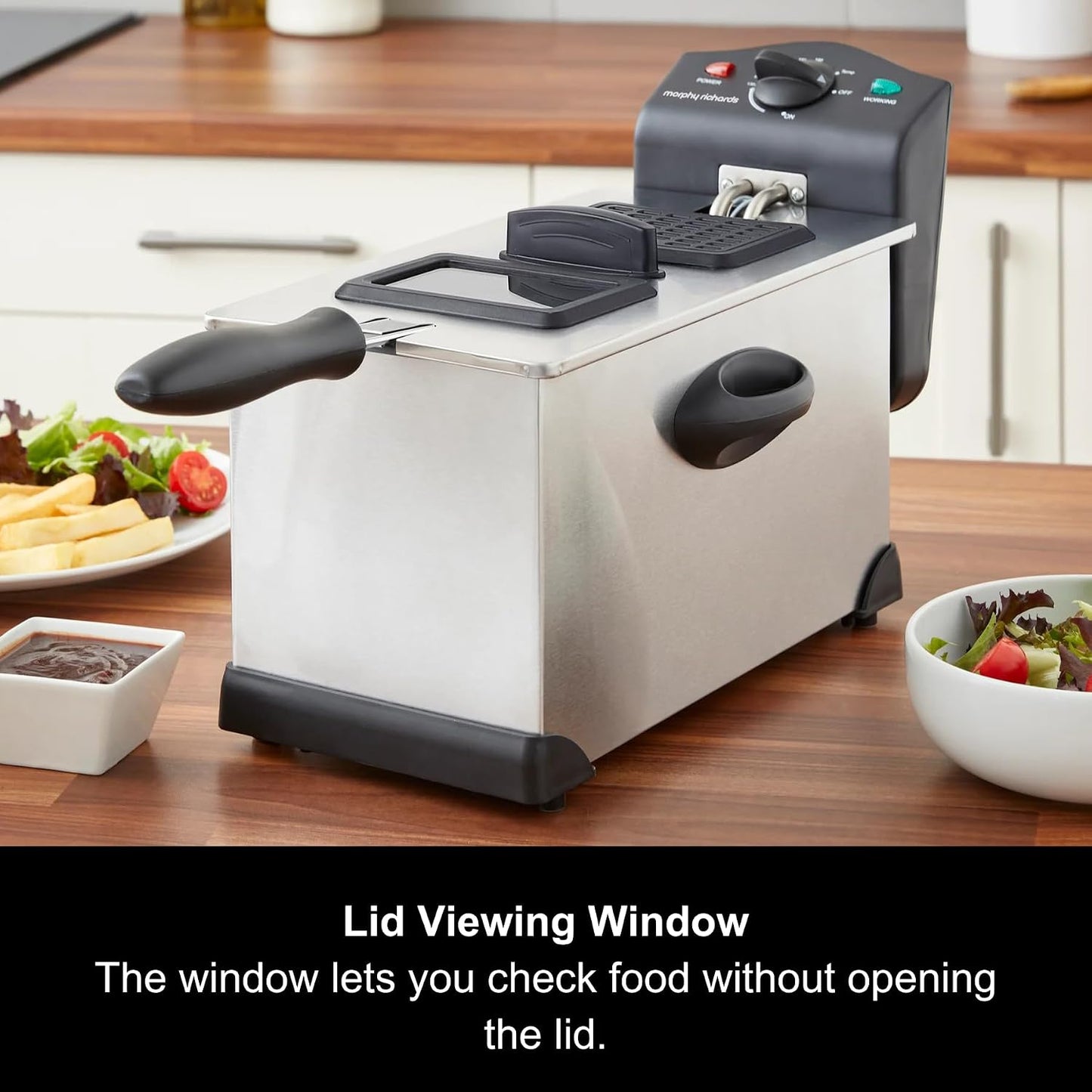 Deep Fat Fryer, 3.5L, Variable Temperature Control, 1.2Kg Food Capacity, Viewing Window, Removable Tank, Detachable Handle, Fried Chicken, Chips, 2000W, Stainless Steel, 482000