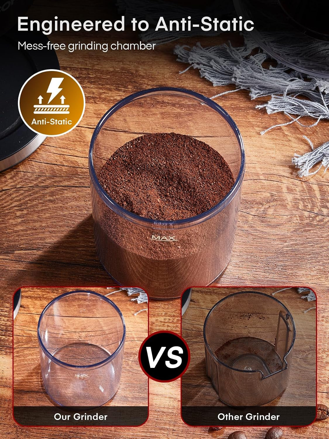 Conical Burr Coffee Grinder Electric, Coffee Bean Grinder with 35 Precise Grind Setting, Adjustable Burr Grinders, Anti-Static Burr Coffee Grinder for Espresso, Drip Coffee, French Press, Black