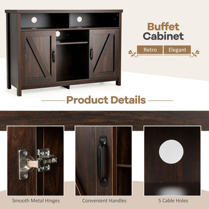 Buffet Storage Cabinet with Detachable 9-Bottle Wine Rack and 2 Door Cabinets