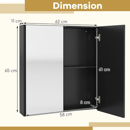 Sleek Medicine Cabinet with Double Mirrored Doors - Space-Saving Storage Solution for Your Bathroom