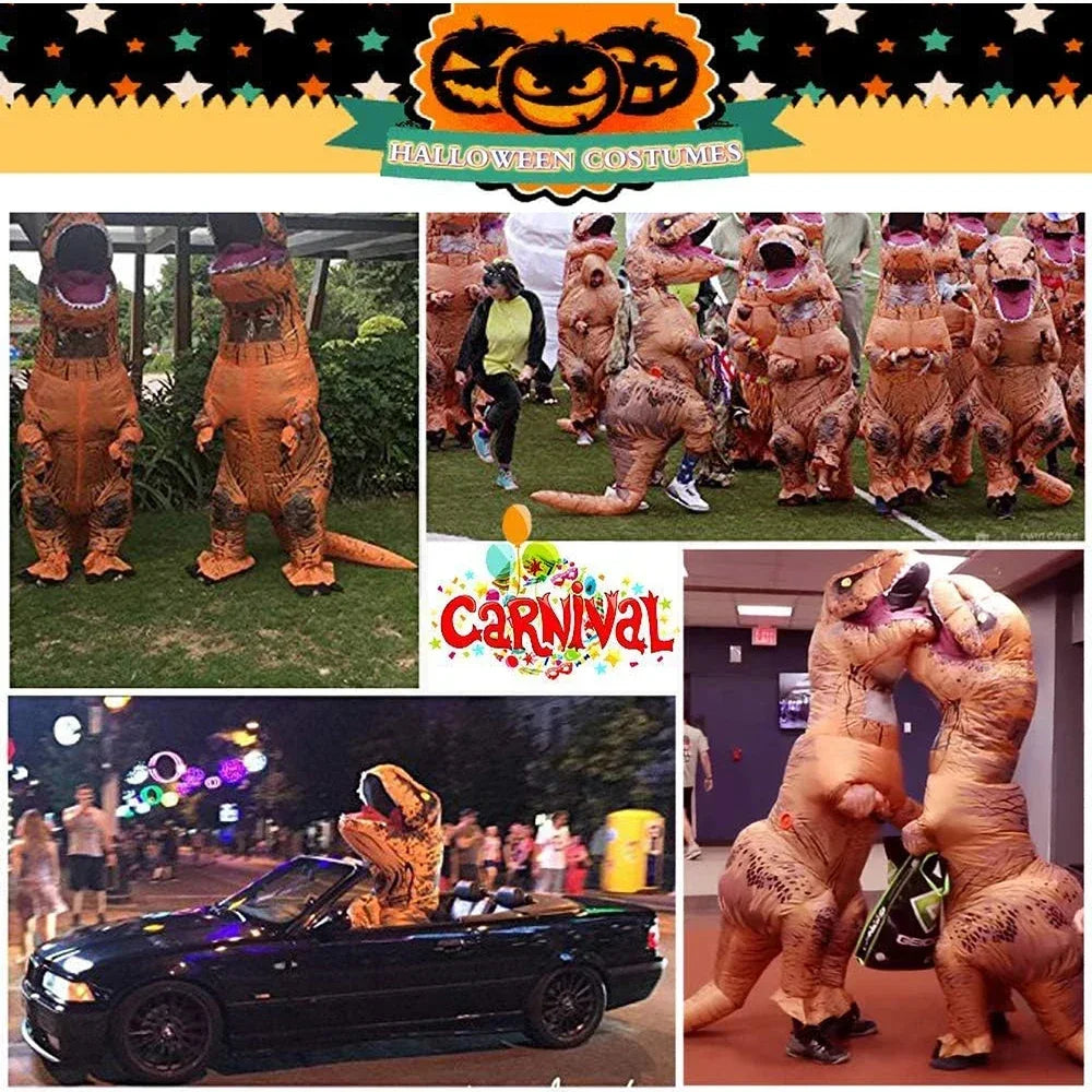 T-REX Inflatable Suit Adult Fancy Role-Playing Tyrannosaurus Costume Dinosaur Cosplay Halloween Party Carnival Apparel