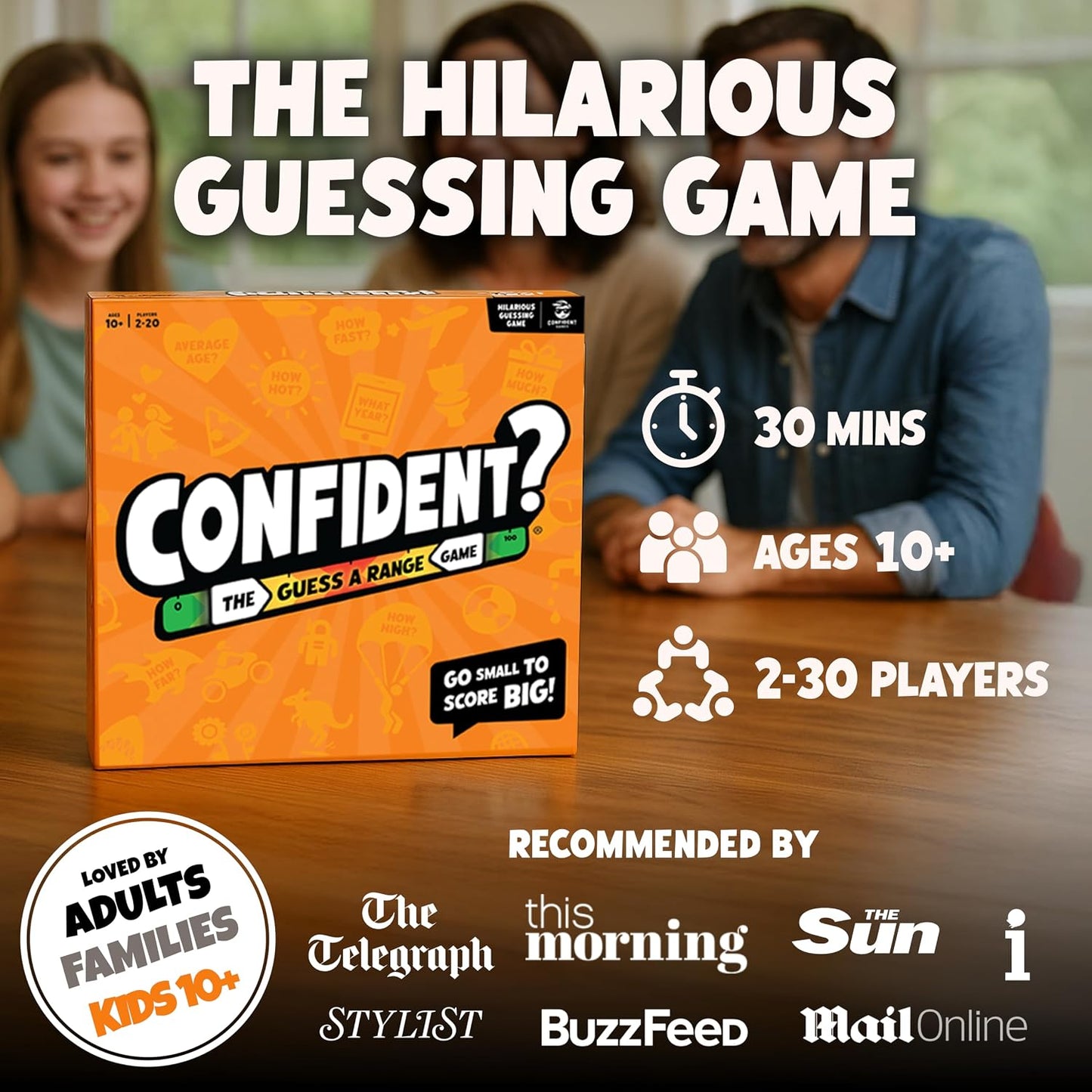 CONFIDENT? Board Game | the Smash Hit Guessing Game | 2-8 Players, Ages 10+ | Best Board Game for Families, Adults, Teens, Kids | Award-Winning Trivia Quiz Game | Enjoyed by Couples and Even Large Groups