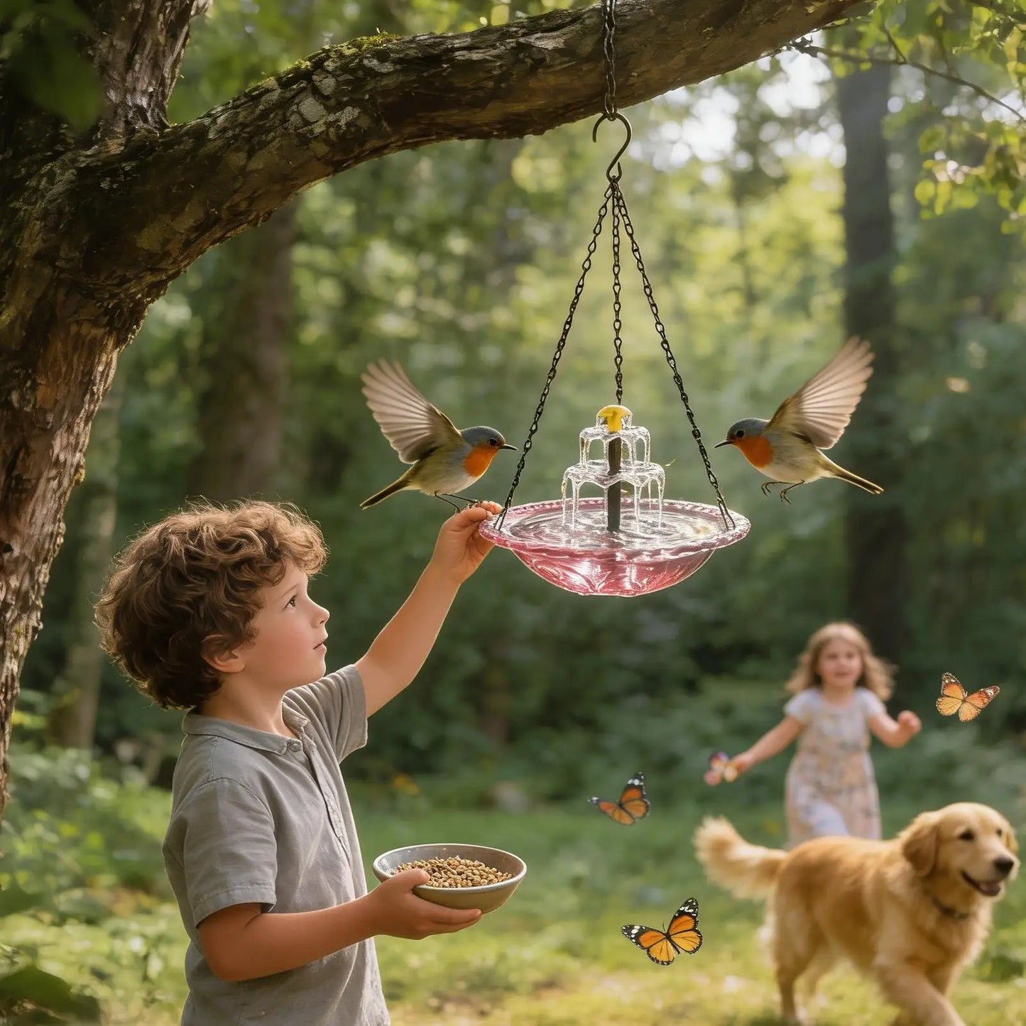 Solar Bird Bath Patio Decoration Water Fountain Backyard Decor Outdoor Hummingbird Bath for Garden Balcony Animal Lovers Gift