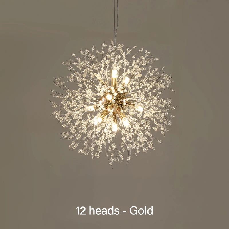 2021 Modern Crystal Dandelion Chandelier Indoor Lighting Pendant Lamp for Living Room Dining Room Home Decorative Luminaires