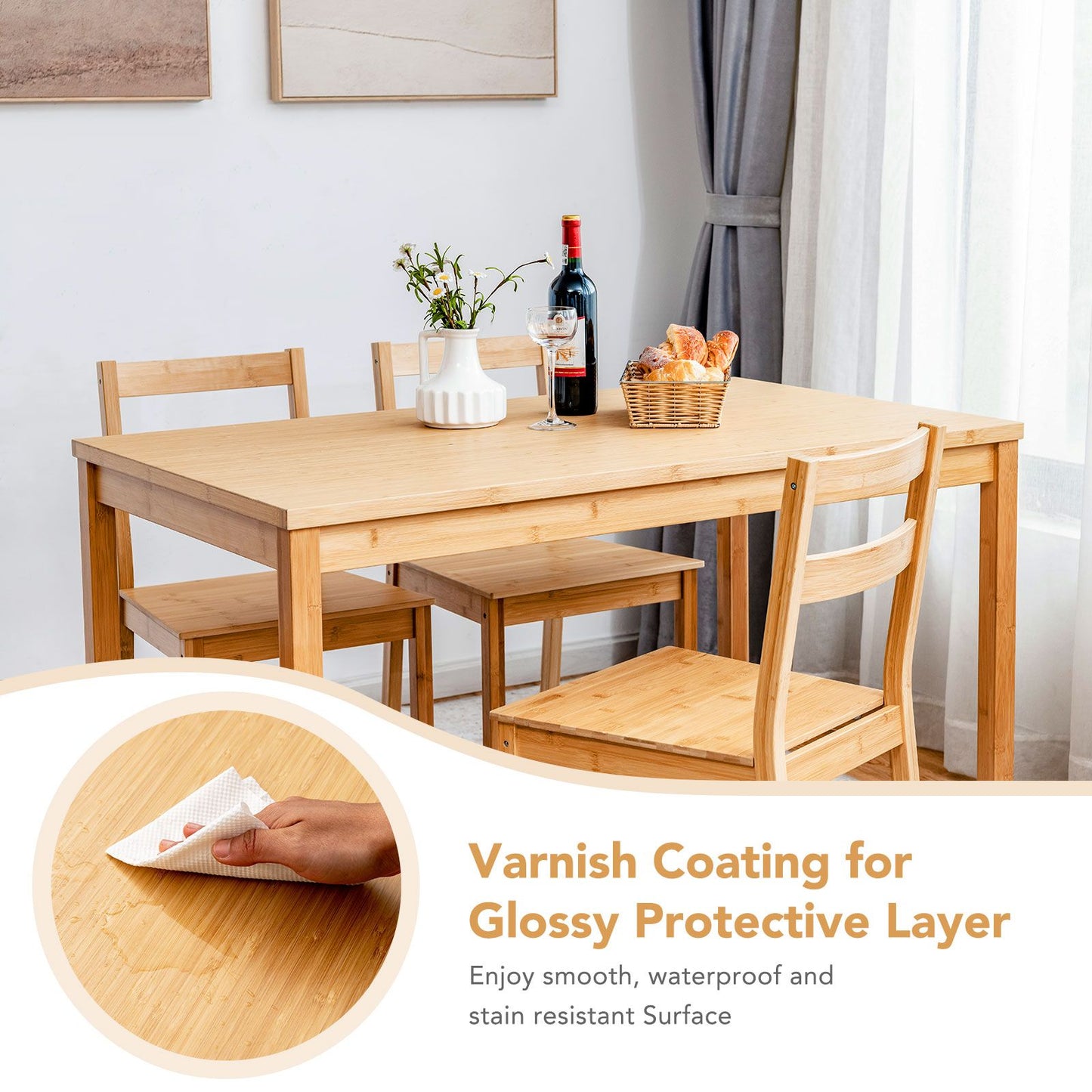 Pieces Dining Room Set with Non-Slip Foot Pads