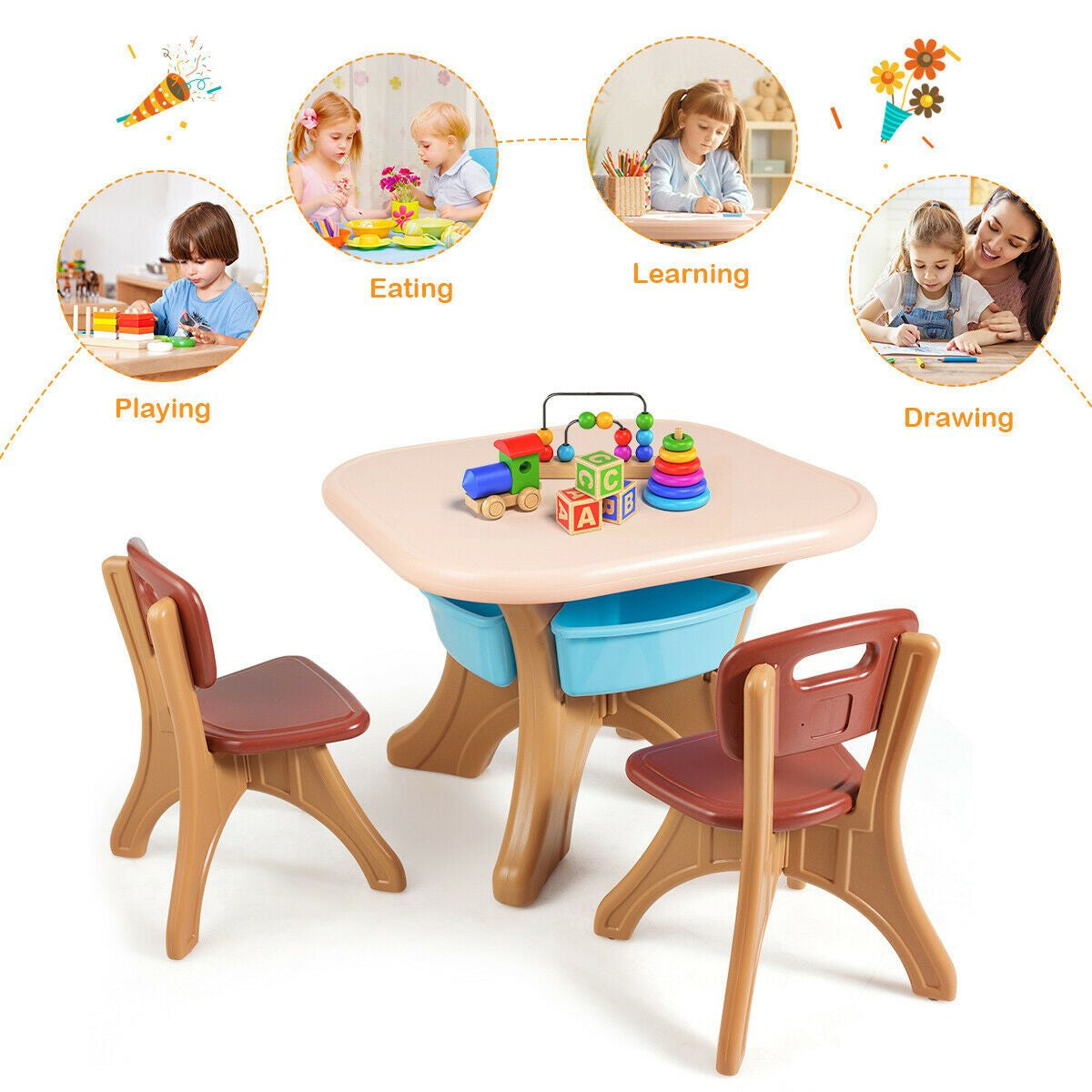 Children'S Activity Table Set with Storage Bins