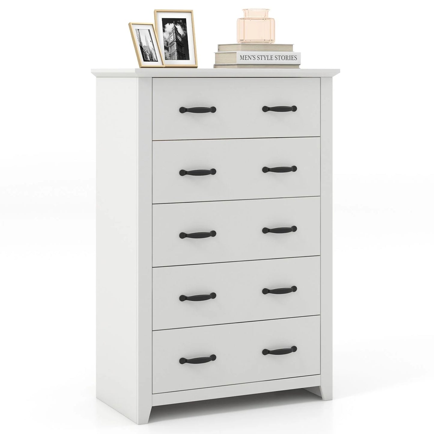 Dresser Vertical Chest of Drawers with 5 Pull-Out Drawers