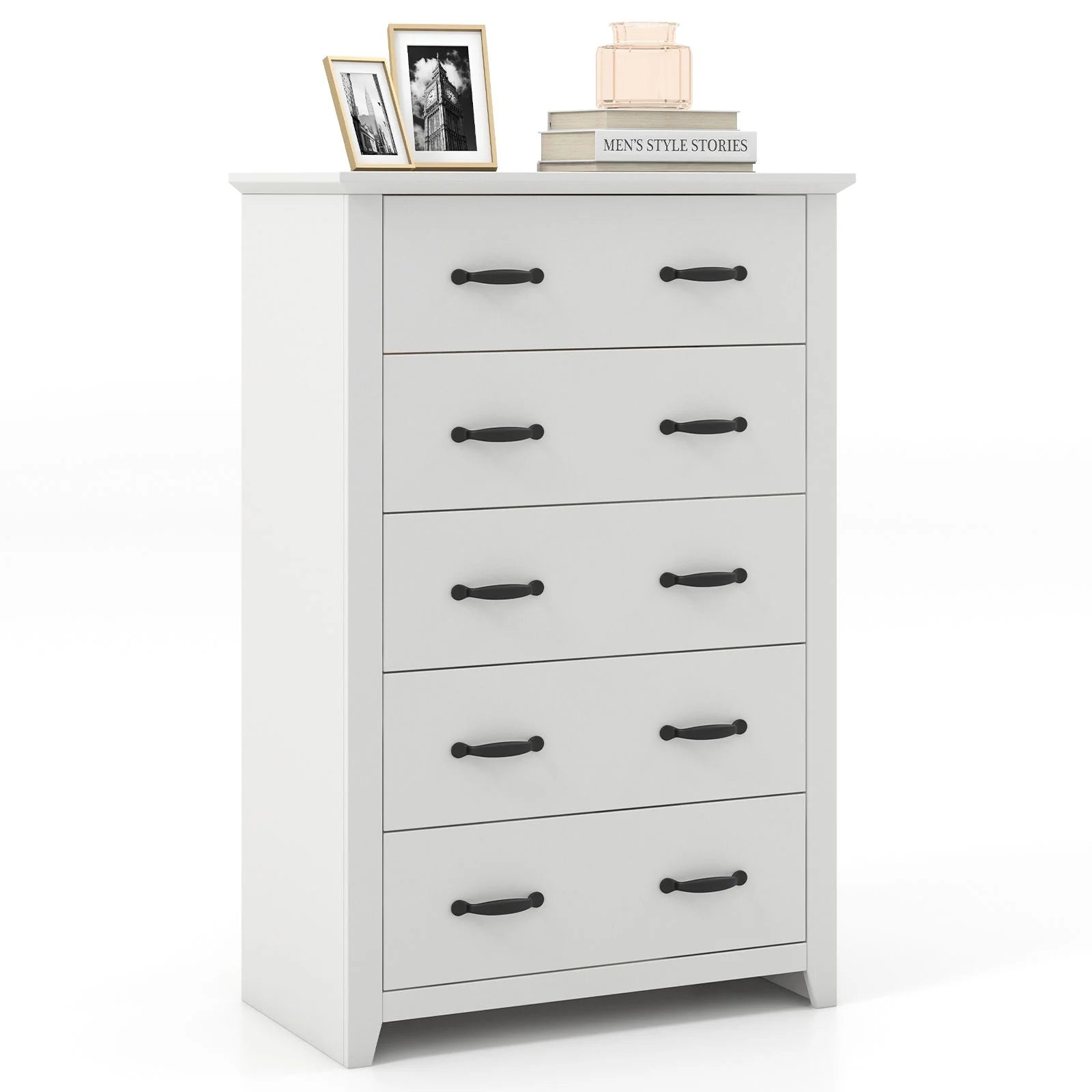 Dresser Vertical Chest of Drawers with 5 Pull-Out Drawers