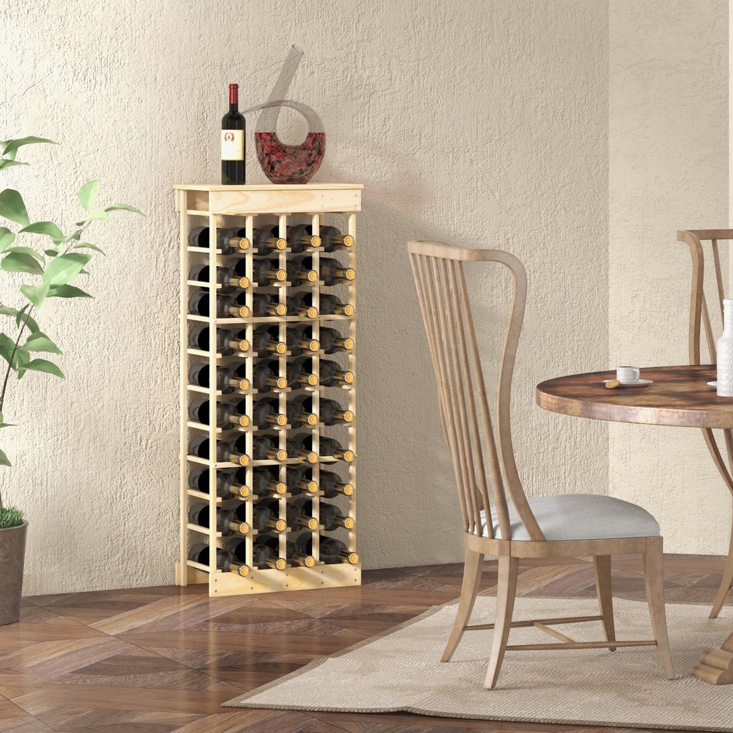 40-Bottle Freestanding Wine Rack Storage Shelf with Tabletop