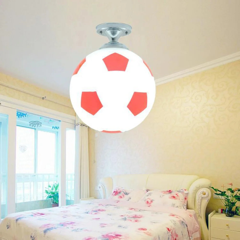 220V Soccer LED Ceiling Light Warm / Cool White Football Modern Ceiling Lamp for Kids Bedroom Lighting Fixture Birthday Gift