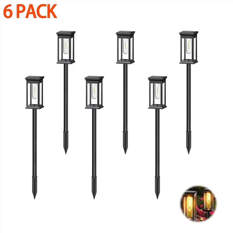 Solar Pathway Warm Lights Outdoor Waterproof Solar Powered Garden for Walkway Yard Backyard Landscape Lighting Decoration