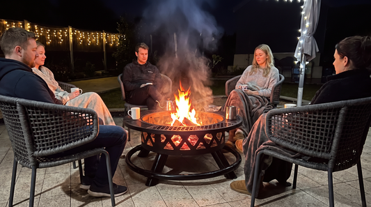 Charcoal Grill & Patio Heater 2-In-1,Area for 8-10 People, Heavy Duty Black Steel Fire Pit with Wheels, Outdoor BBQ