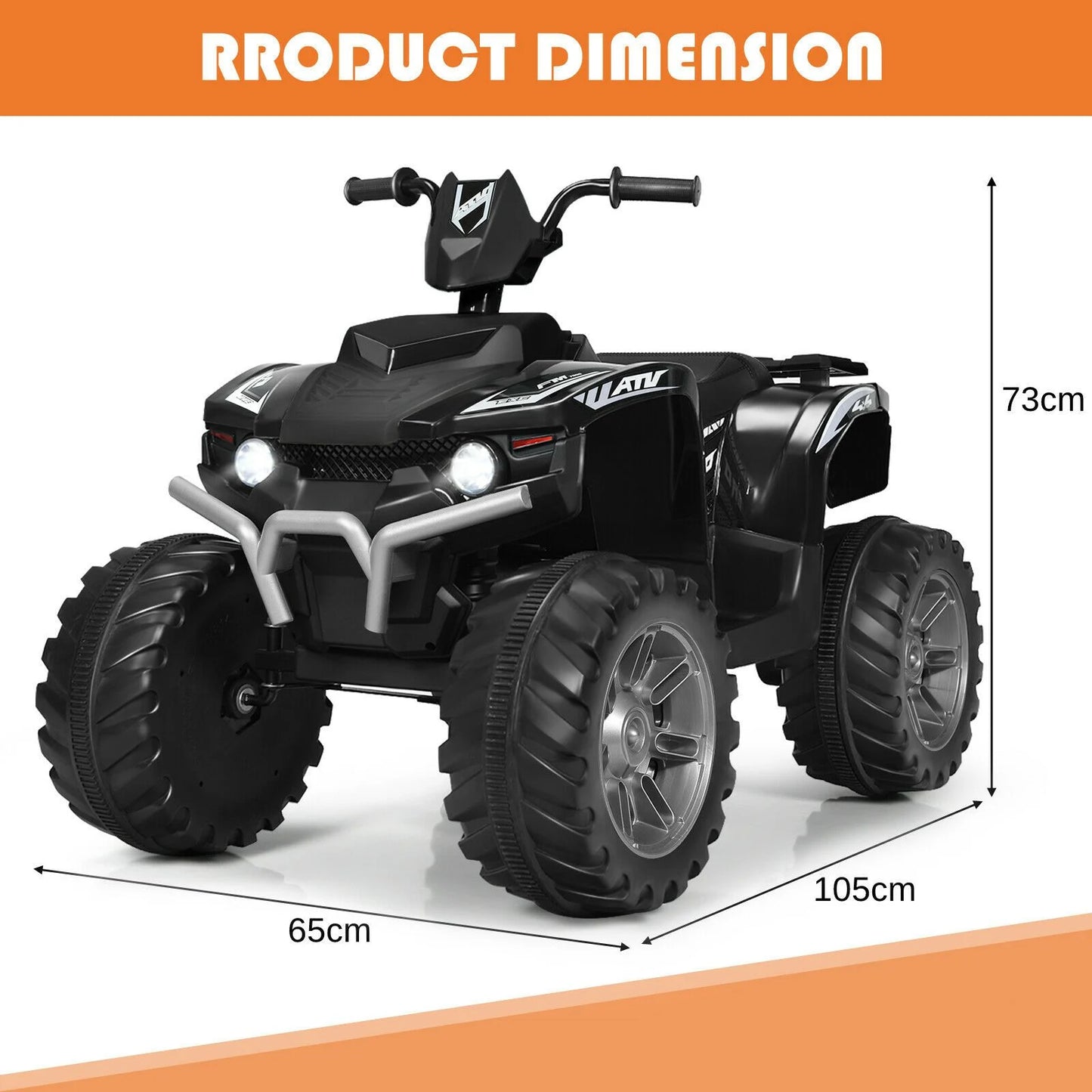 12V Electric Kids Ride-On ATV Quad Bike — Ages 3–7, 8 Colour Options