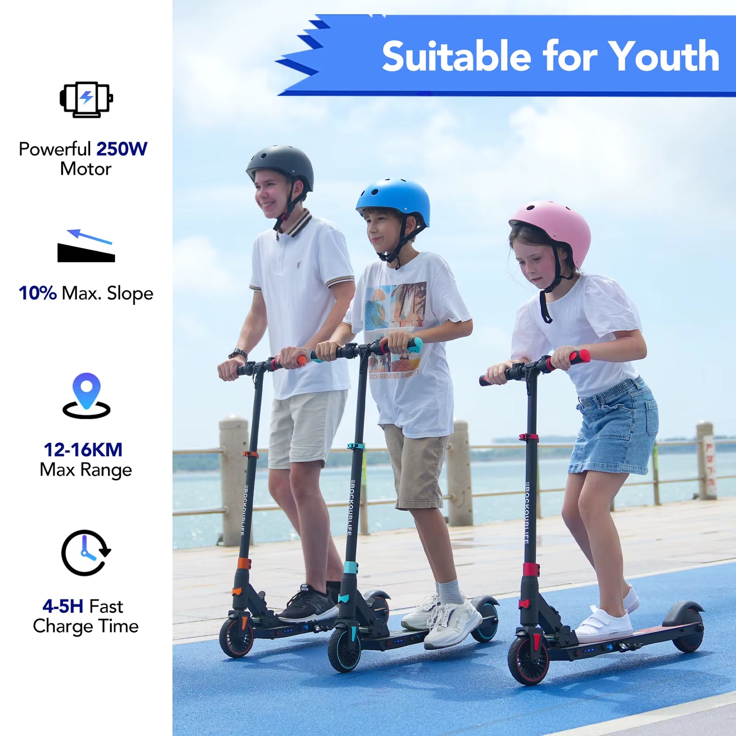 Kids Electric Scooter — Foldable, 250W, Ages 8–16, Max 20km/h