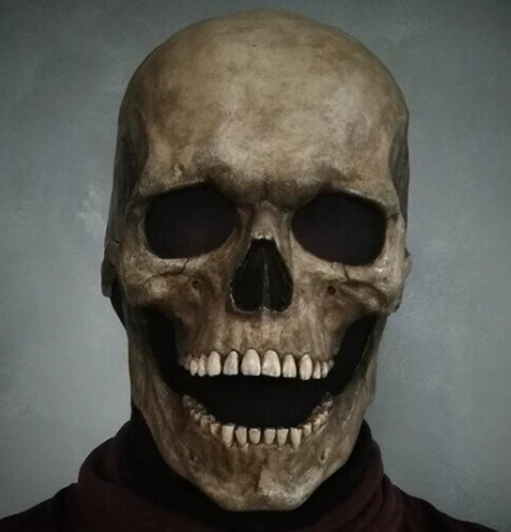 Halloween Skull Mask with Movable Jaw | Full Head Latex Horror Mask