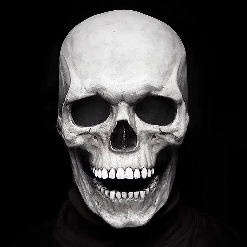 Halloween Skull Mask with Movable Jaw | Full Head Latex Horror Mask