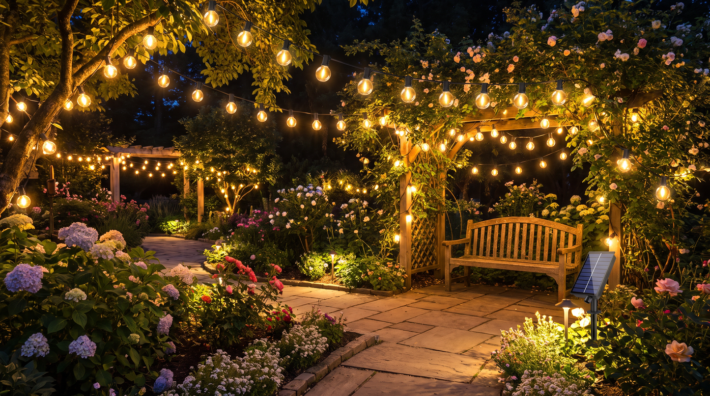 Illuminate Your Outdoors with Our Waterproof Led G40 Solar Globe String Lights – Perfect for Backyard and Bistro Decor!